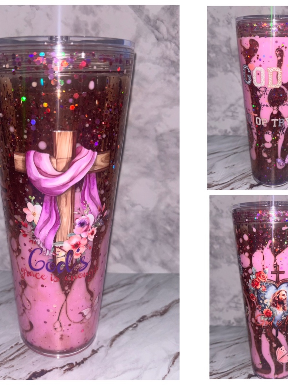 Religious God Faith Glitter lava 24oz  Tumbler cup